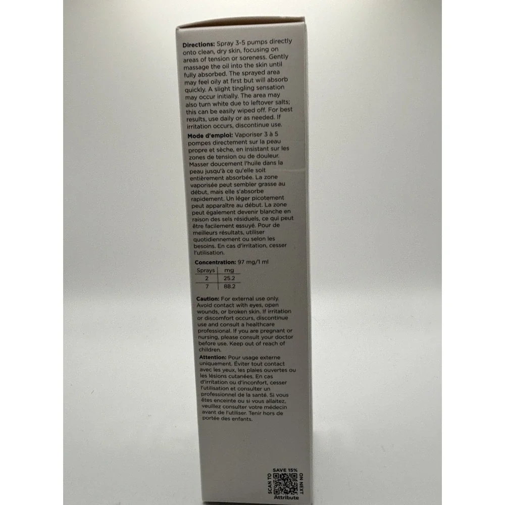 Attribute Magnesium Oil Spray 100% Zechstein Magnesium Relax & Restore Exp 10/26